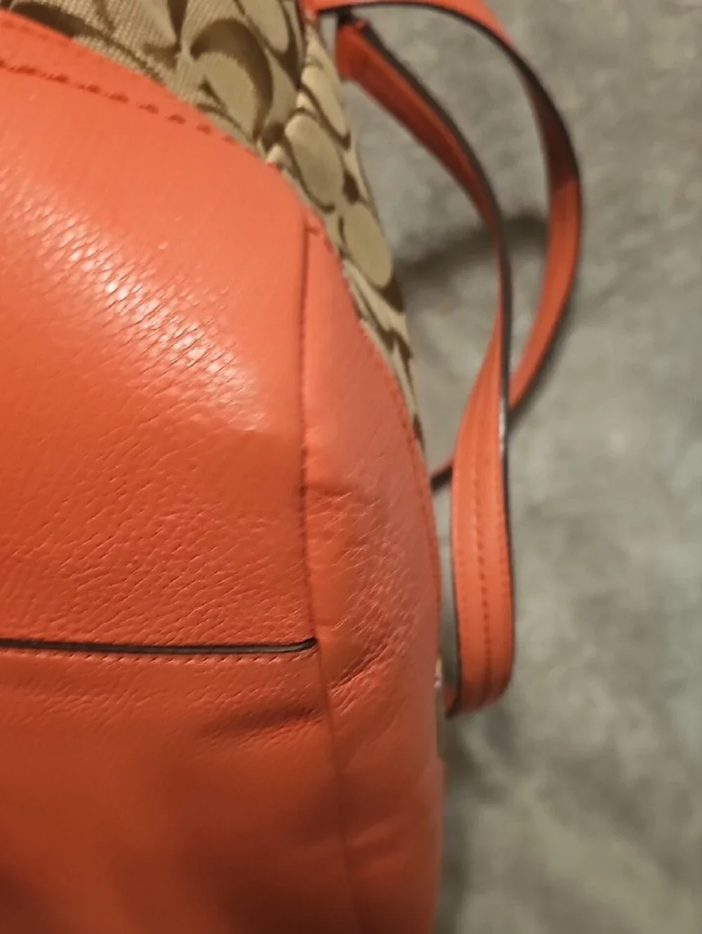 COACH Carrie Signature Canvas Tote with Coral Trim
